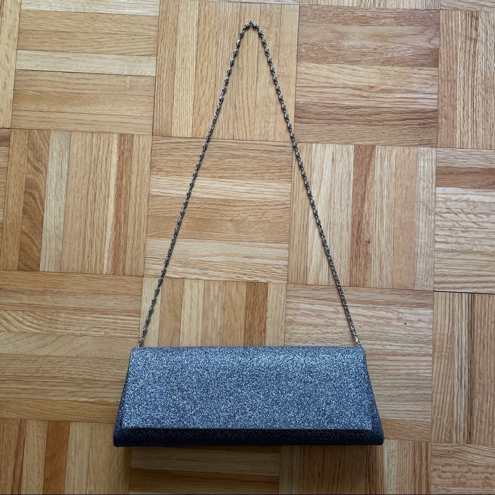 Roberto Vianni Dark grey/silver glittery evening clutch